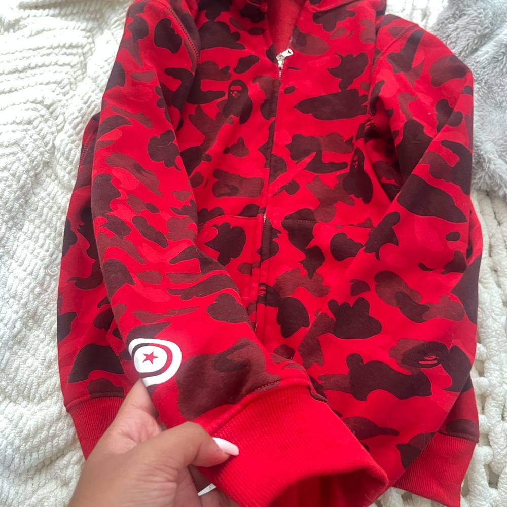 Camouflage Bape Hoodie Red with bag